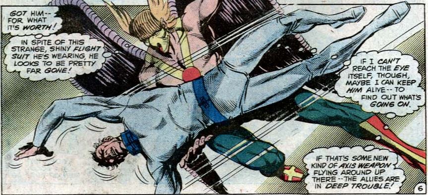 hawkman catches a falling body