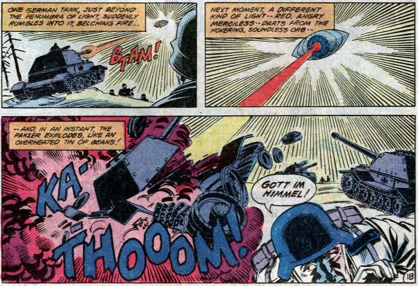 a tank is destroyed by a ufo