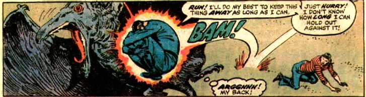 Mr. Fantastic rolls himself into a ball