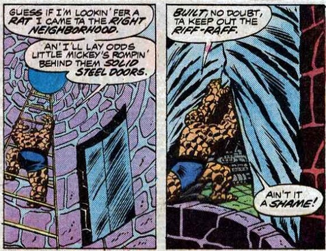 The Thing makes his way to a mysterious underground lair
