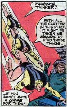Yellowjacket goes after the Thinker's hypno-lenses