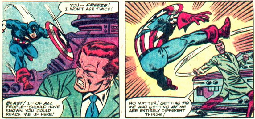 Captain America pursues a saboteur