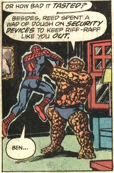 The Thing lifts Spider-Man