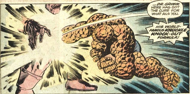 The Thing punches Thanos