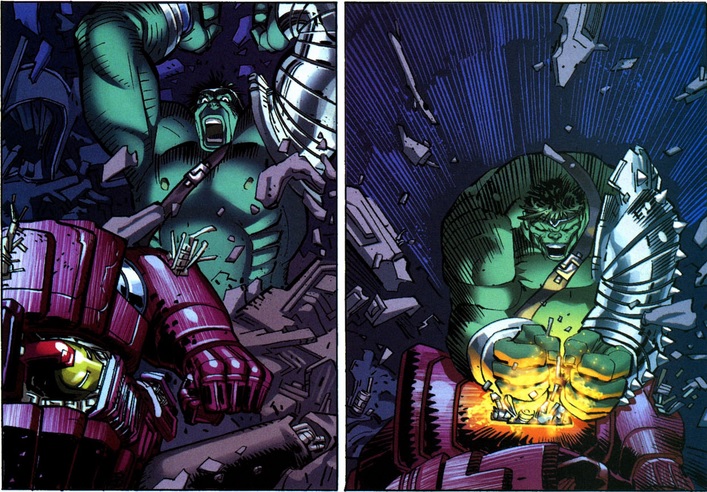 The Hulkbuster armor cannot withstand the Hulk