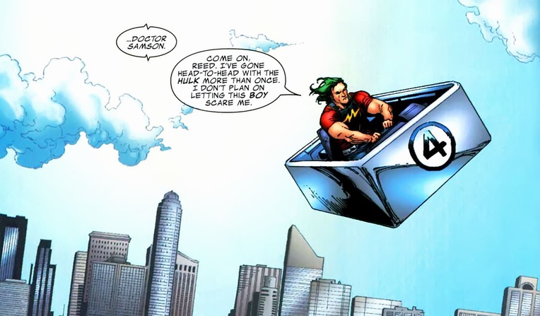 Doc Samson riding the Fantasticar