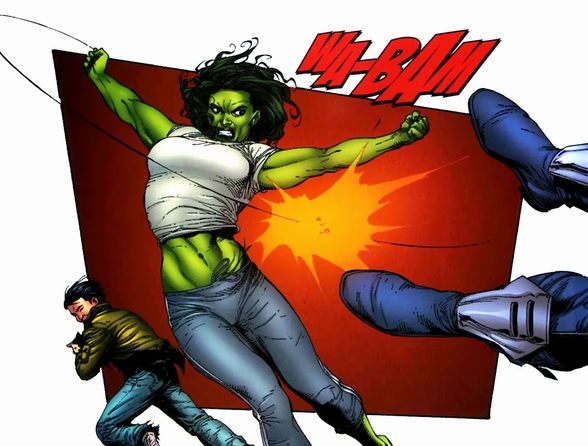The She-Hulk punching Doc Samson