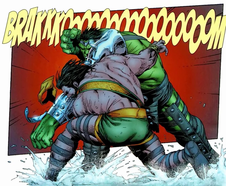 Hulk punches Hercules
