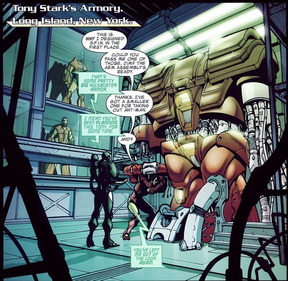 Tony working on the Hulkbuster armor