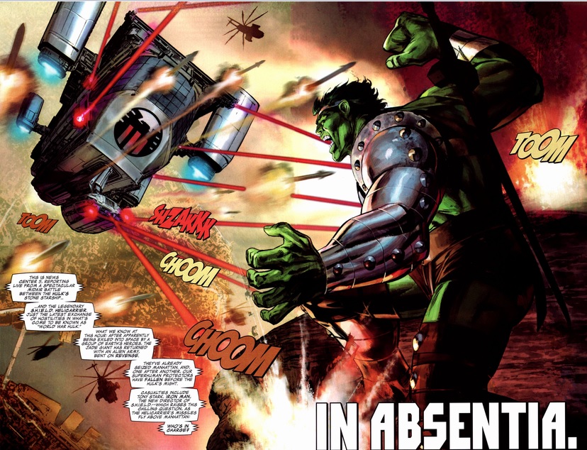 S.H.I.E.L.D. Helicarrier attacking the Hulk