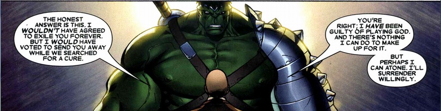 Professor X talking to the Hulk