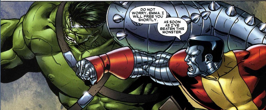 Colossus fights the Hulk