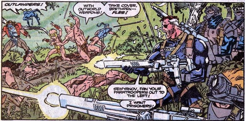 Nick Fury attacks with his commandos
