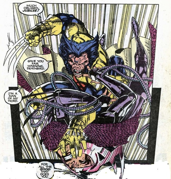 Wolverine attacks Deathbird