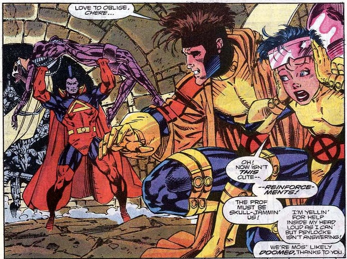 Gambit and Jubilee assailed by Gladiator