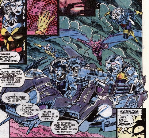 Forge and the X-Men in flight